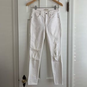 Madewell 9” high rise skinny crop white jeans